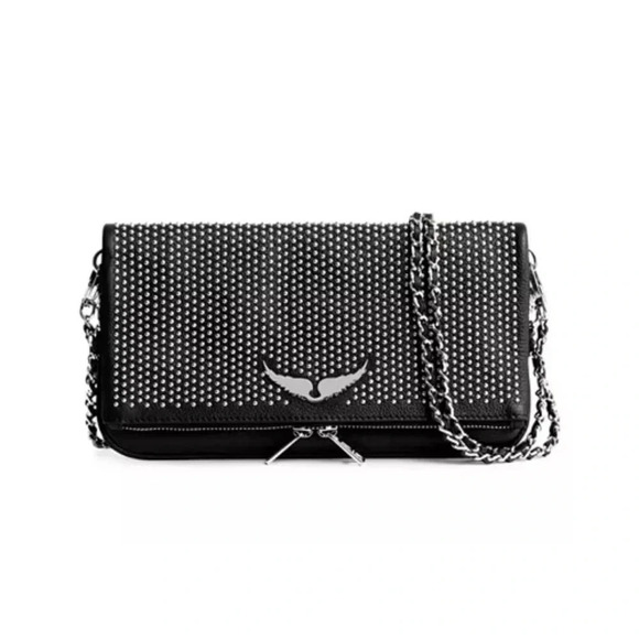 Zadig & Voltaire Rock Plumetis Noir Studded Bag - Picture 3 of 11